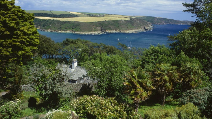 The garden at Overbeck's with Salcombe Bay beyond